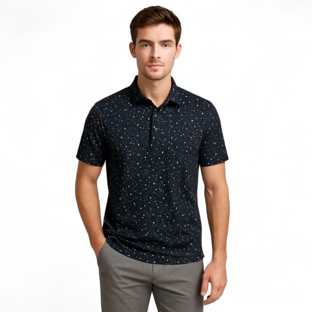 BYLT Basics 19th Hole Speckled Golf Preppy Gym Workout Performance Polo - Men's